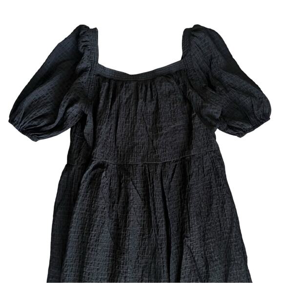 Anthropologie Women’s Tiered Puff Sleeve Square Neck Black Maxi Prairie Dress S - Picture 7 of 12
